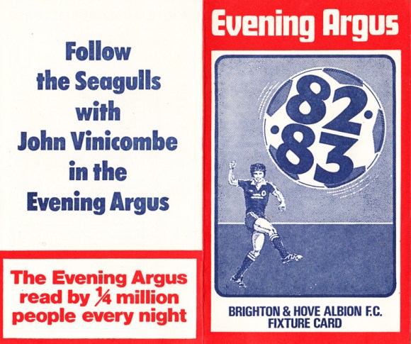 1982/83 Fixture Card 1