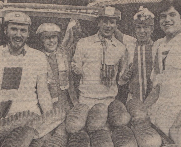 Putting their dough on an Albion victory are Tim Cutress, John Joyce, Matthew Cutress, Graham Taylor (no, not that one) and Chris Budd.