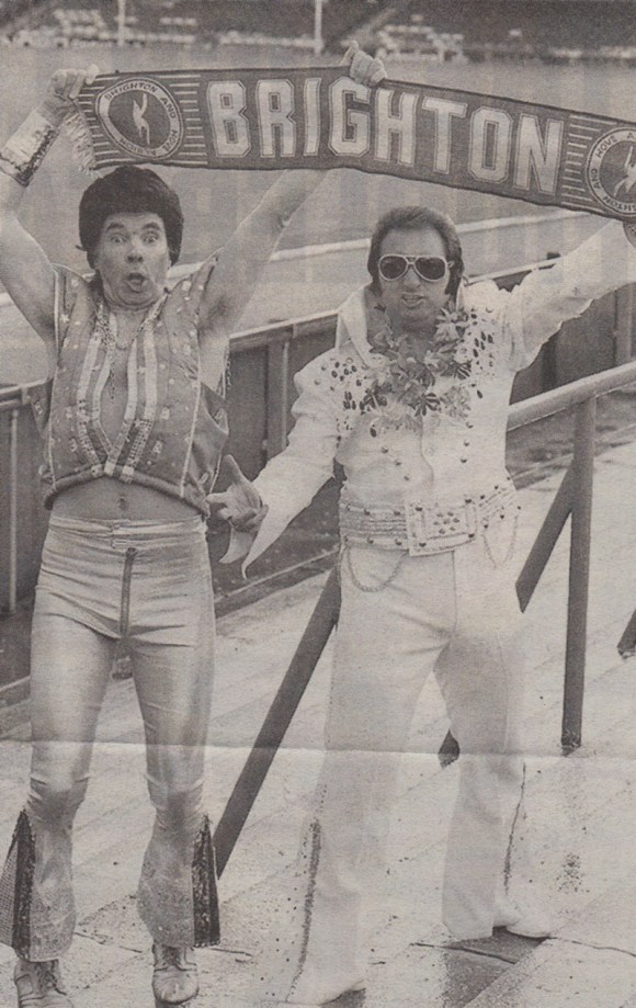 Trevor Payne is pictured with co-star Gary Anderson, who plays Elvis in the show