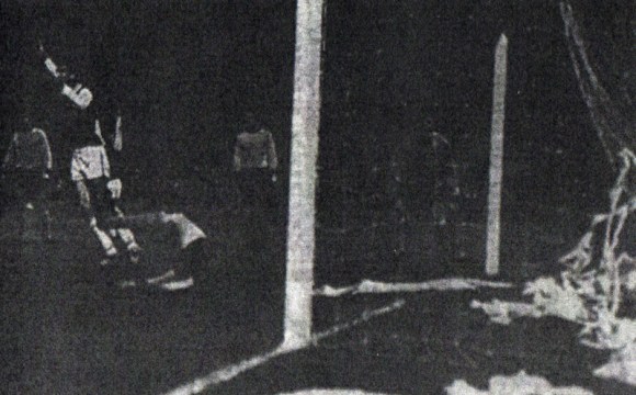 ...which disappears in a mountain of toilet roll in the back of the net.