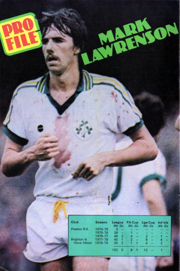 Mark sheds blood for his country in last season's European Championship clash between Eire and neighbours Northern Ireland. 