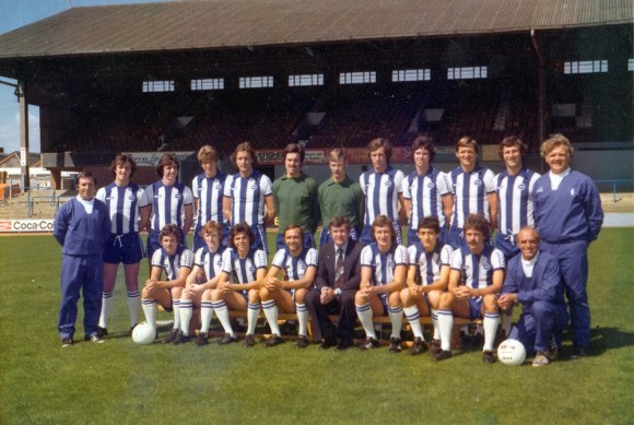 Back row: Ken Gutteridge (assistant manager), Ken Tiler, Mark Lawrenson, Ian Mellor, Andy Rollings, Eric Steele, Peter Grummitt, Chris Cattlin, Gary Williams, Sammy Morgan, Graham Winstanley, George Aitken (coach); Front row: Tony Towner, Eric Potts, Peter Ward, Brian Horton, Alan Mullery (manager), Steve Piper, John Ruggiero, Peter O'Sullivan, Glen Wilson (trainer).